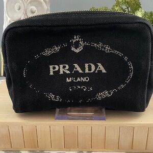 Prada Black Canvas Cosmetic Pouch